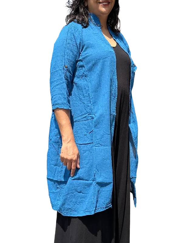 Deep Sky Blue Cotton Voile Cardigan Lounge unclassified dresses