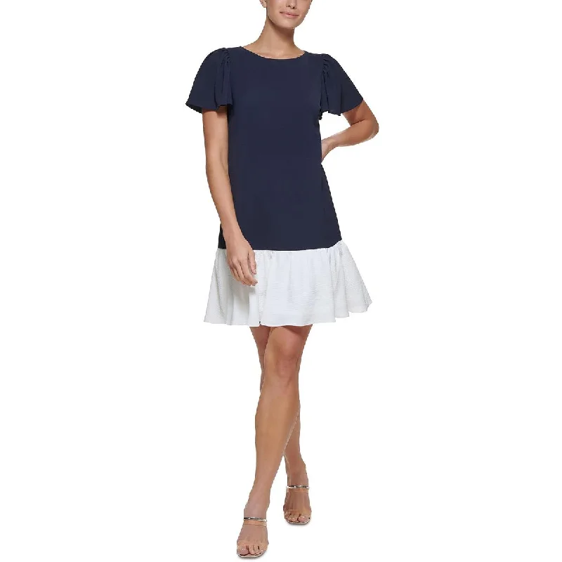 DKNY Womens Trapeze Flutter Sleeves Shift Dress Soft fabric unclassified dresses