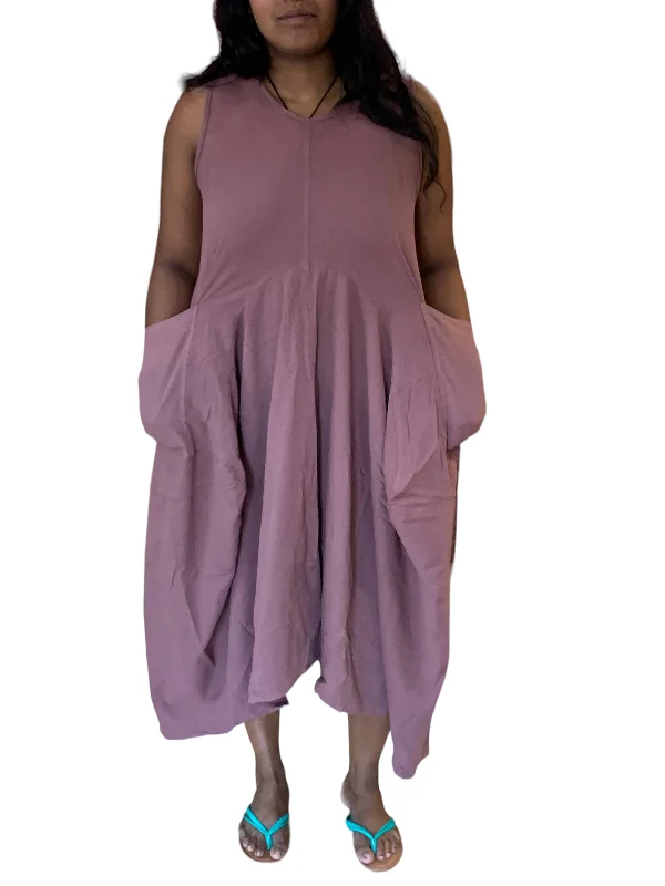 Dusty Rose Cotton Parachute Dress with Pockets Cotton unclassified dresses