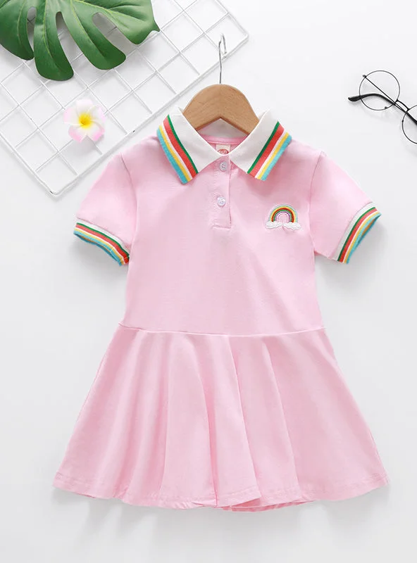 Girls Rainbow Embroidered Dress Polka dot unclassified dresses