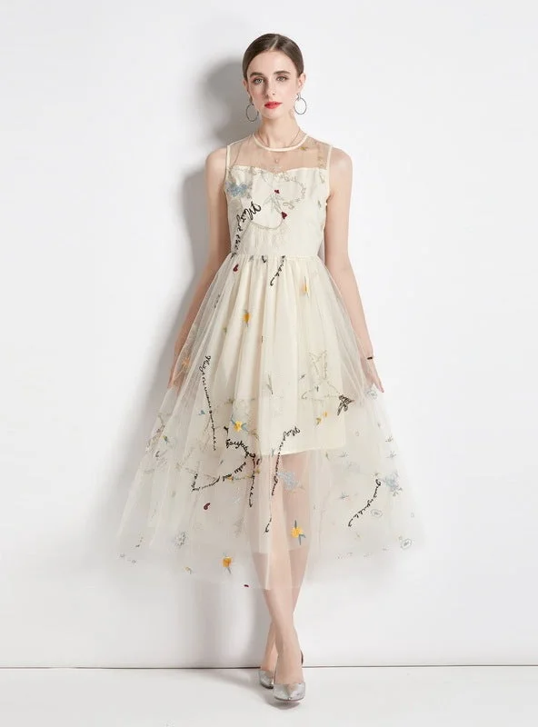 Heavy-duty Embroidered Slim Dress Beaded unclassified dresses