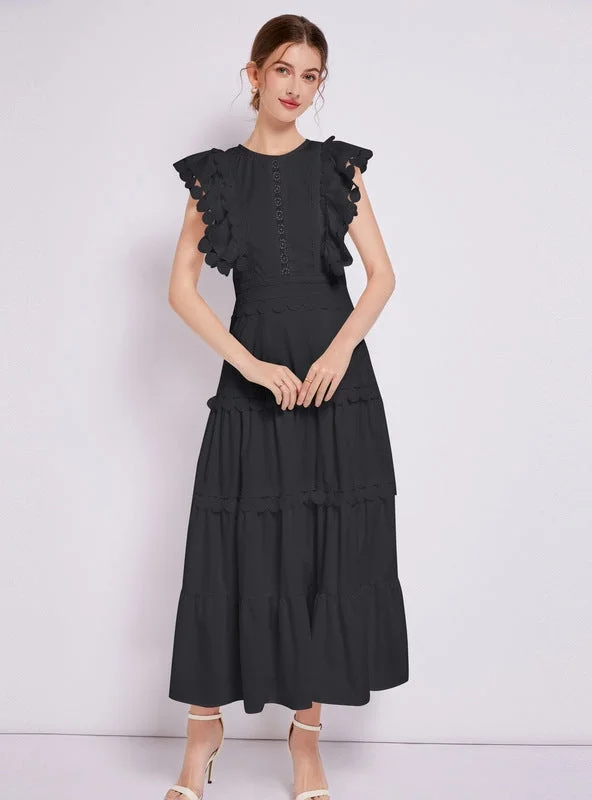 Heavy Stitching Round Neck Solid Color Dress Stylish unclassified dresses