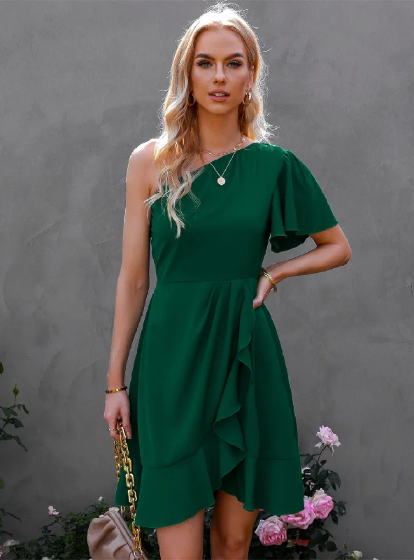 Lotus Leaf One-shoulder Evening Dress Elegant evening unclassified dresses