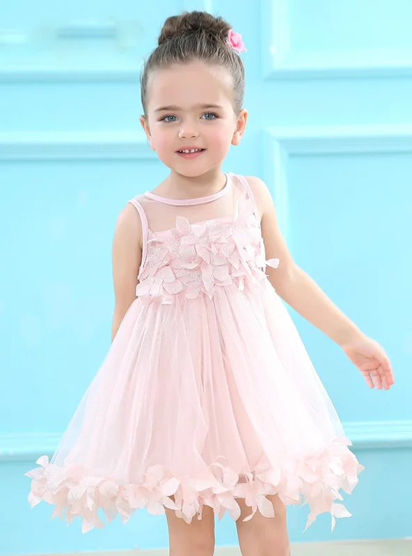 Mesh Girls Clothes Pink Applique Princess Dress Travel unclassified dresses