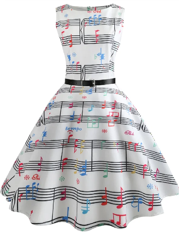 Musical Note Vintage Dress Vacation unclassified dresses