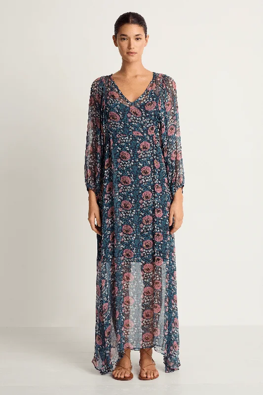 Natalie Martin Alice Dress - Vintage Flowers Indigo Knitted unclassified dresses