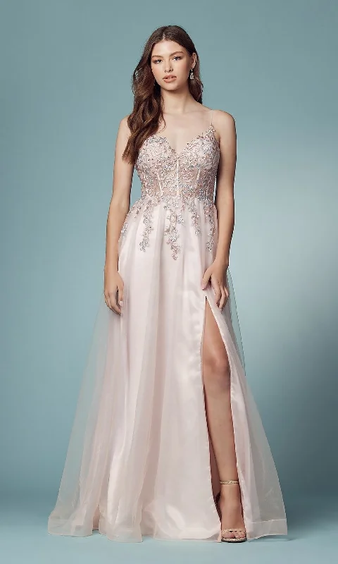 Embroidered-Bodice Prom Ball Gown in Blush Pink Off-shoulder unclassified dresses