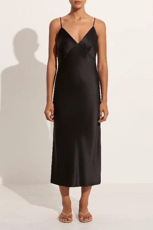 Olivia Von Halle Issa Silk Satin Slip Dress - Black Stretchy unclassified dresses