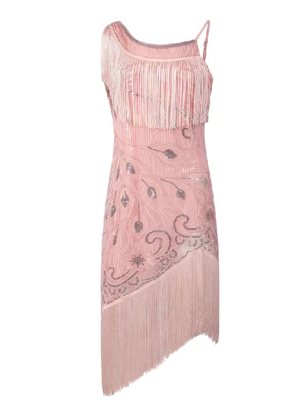 Pink Sweet Gatsby Glitter Fringe 1920s Flapper Dress Women's unclassified dresses