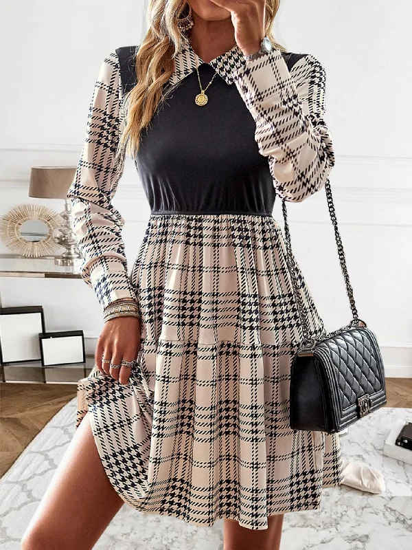 Plaid Casual Fake Two-piece Dress Ruffled unclassified dresses