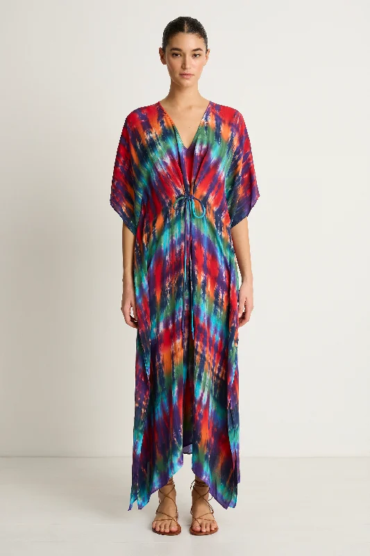 Raquel Allegra Kigali Silk Caftan - Rainbow Fall unclassified dresses