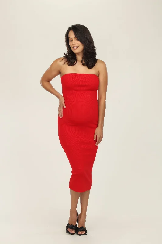 Red Tube Knit Dress Sequin unclassified dresses