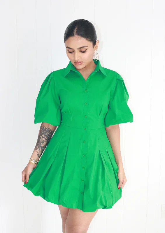 Remi Puff Sleeve Button Up Dress Preppy unclassified dresses