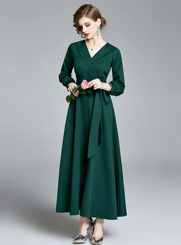 Retro Dark Green Evening Dress Tiered unclassified dresses