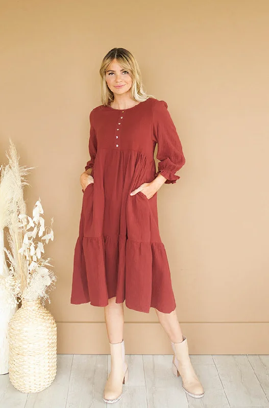 Sandra Burnt Red Dress - MCO - Maternity Friendly - FINAL SALE Engagement unclassified dresses