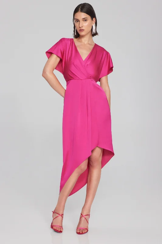 Satin Asymmetrical Flowy Wrap Dress Striped unclassified dresses