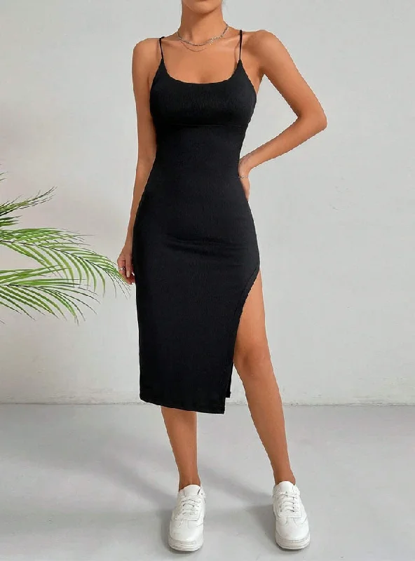 Sexy Backless Slit Slim Sling Dress Preppy unclassified dresses