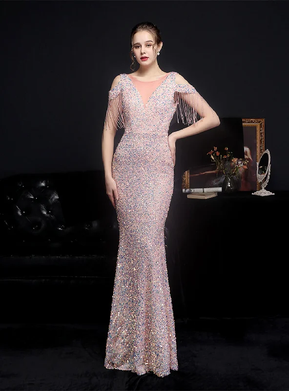 Sexy Colorful Beads Slim Fishtail Dress Luxury unclassified dresses