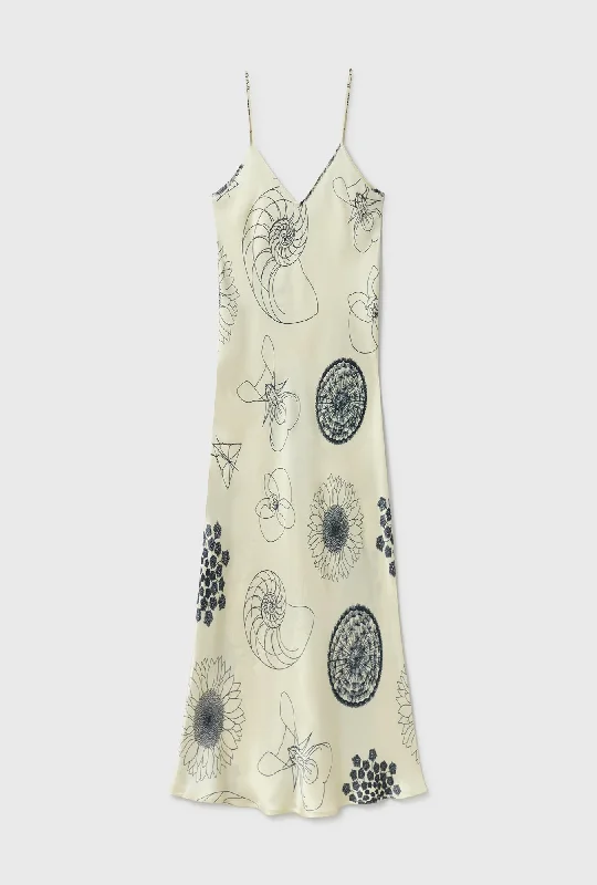 Silk Laundry 90s Slip Dress - Fibonacci Off White Designer unclassified dresses