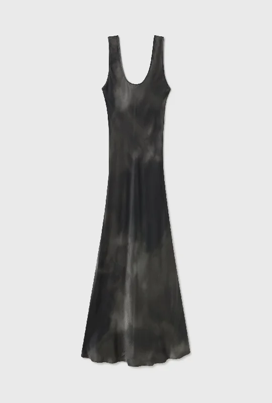 Silk Laundry Scoop Neck Dress - Smoke Cocktail unclassified dresses