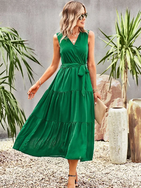 Sleeveless Swing V-neck Dress Chiffon unclassified dresses