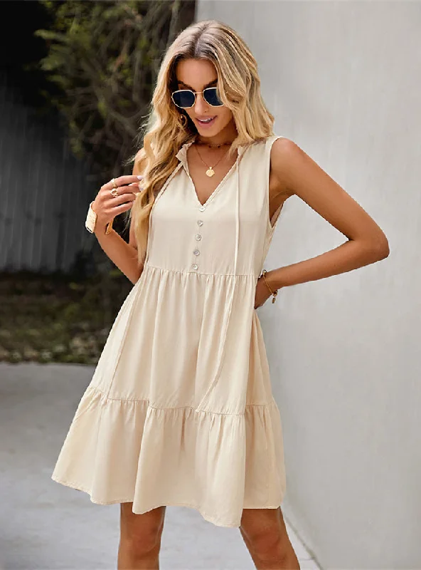 Solid Color A-line Casual Dress Polka dot unclassified dresses