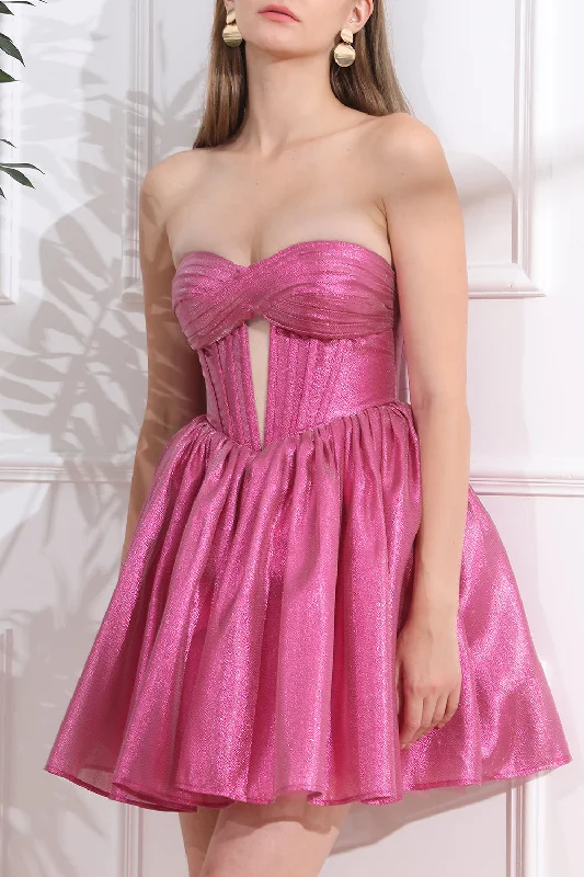 Strapless Corset Sweetheart Fuchsia Dress Lace unclassified dresses