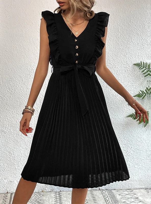 Summer Pleated Sleeveless Flounces Dress Sleeveless unclassified dresses