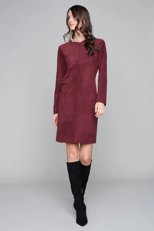 Pop Over Faux Suede Dress Color block unclassified dresses