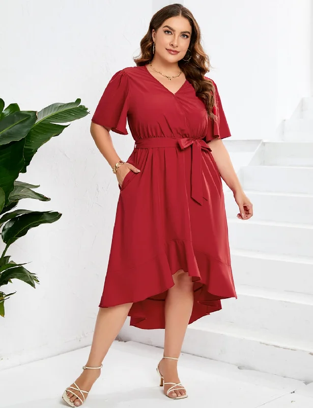 V-neck Flared Sleeves Dress Vintage unclassified dresses