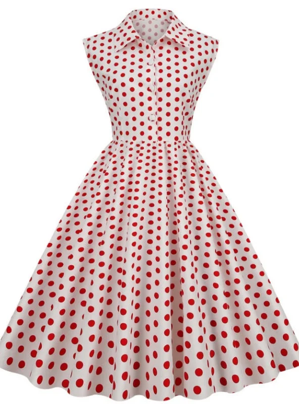 Women Polka Dot Retro 50S Dress Backless unclassified dresses