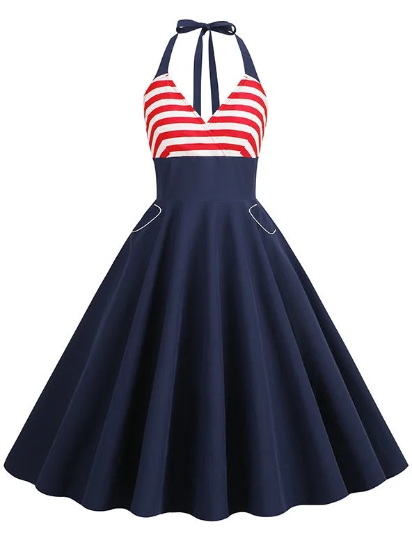 Women Striped Retro Dress Luxury unclassified dresses