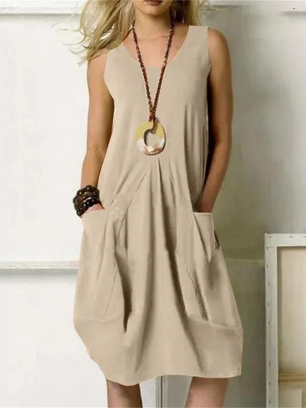 Women's Dresses Casual Solid Sleeveless Pocket Dress High-end unclassified dresses