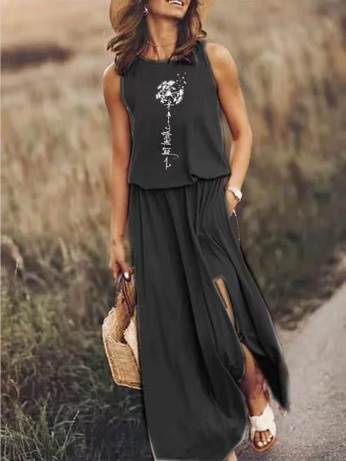 Women's Dresses Dandelion Crew Neck Sleeveless Slit Dress Flowy unclassified dresses