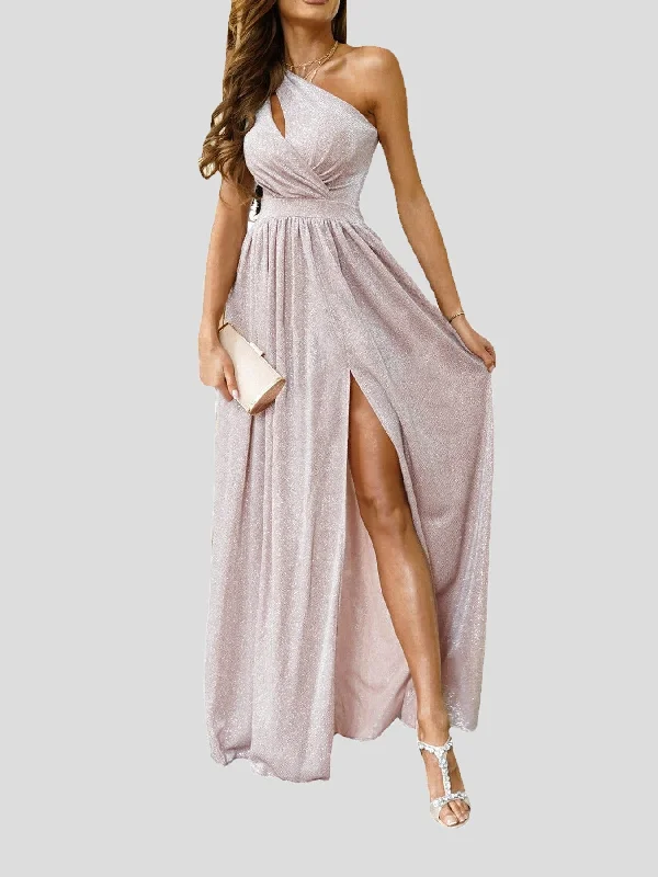 Women's Dresses Shiny Off Shoulder Hollow Slit Dress Vacation unclassified dresses