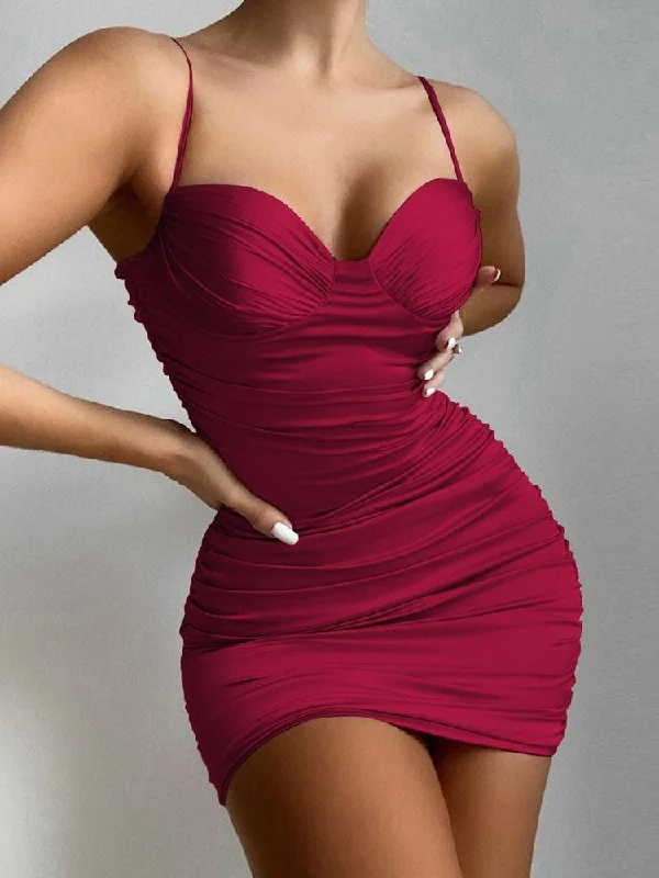 Women's Dresses Sling High Waist Pleated Skinny Dress Bodycon unclassified dresses