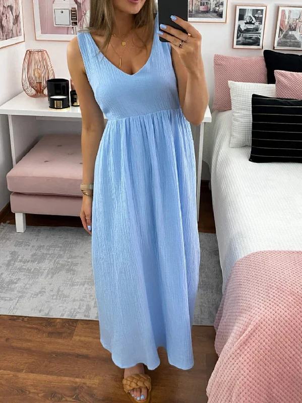 Women's Dresses Solid V-Neck Sleeveless Casual Dress Casual chic unclassified dresses