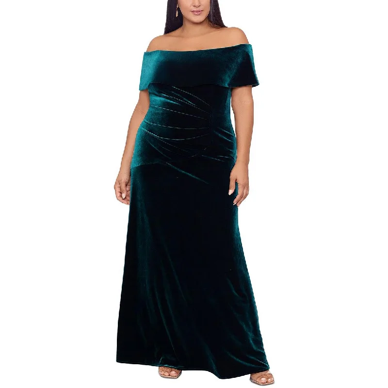 Xscape Womens Plus Velvet Gathered Evening Dress Graduation unclassified dresses