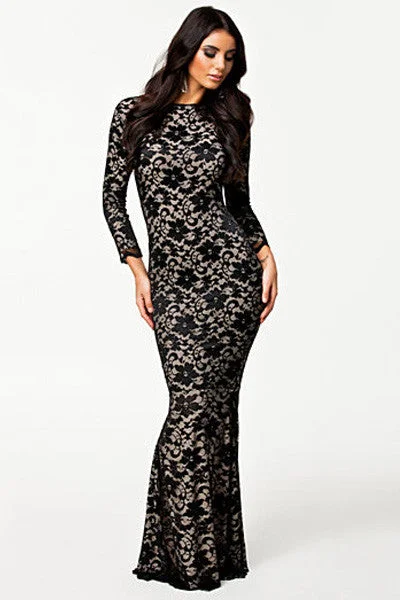 Fully Lined Black Lace Evening Dress Lace Party Gown