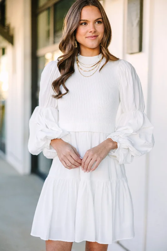 All Figured Out White Long Sleeve Dress Midi Maxi Outfit