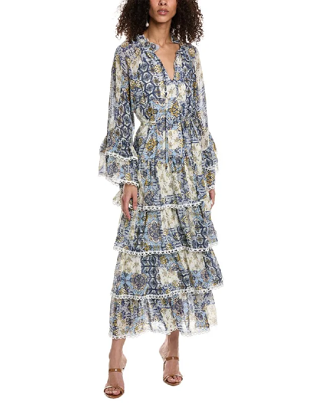 Beulah Tiered Maxi Dress Front Pocket Maxi