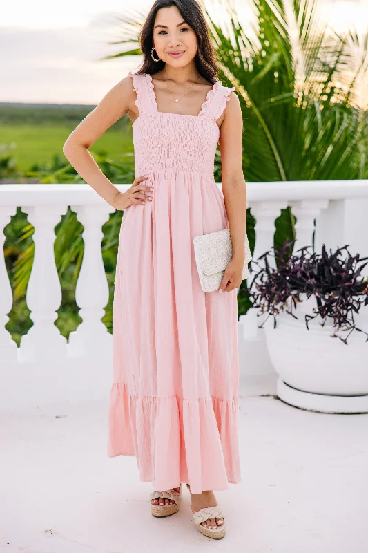 Easy Love Blush Pink Smocked Maxi Dress A-line Maxi Skirt