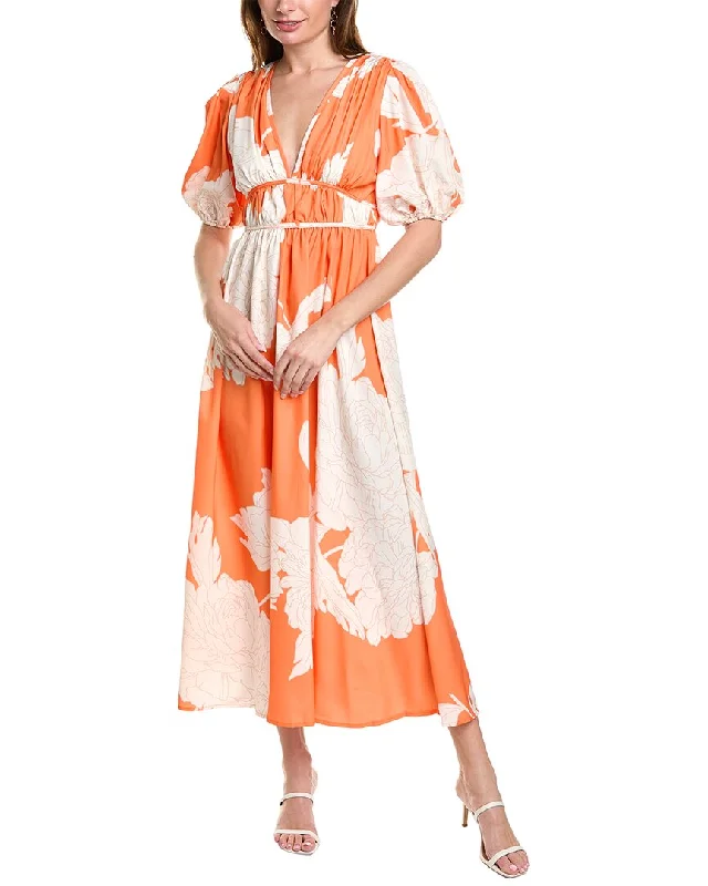 IPPONELLI  Puff Sleeve Maxi Dress Comfortable Maxi Skirt