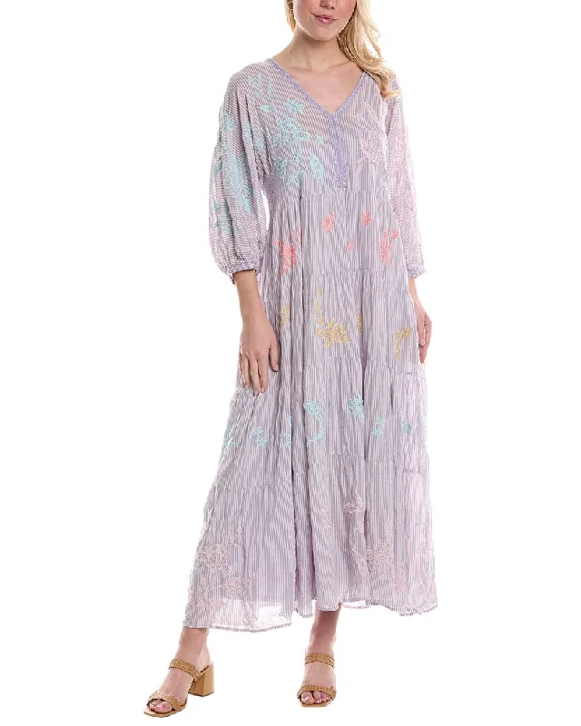 Johnny Was Hazel Dolman Tiered Maxi Dress Printed Long Skirt