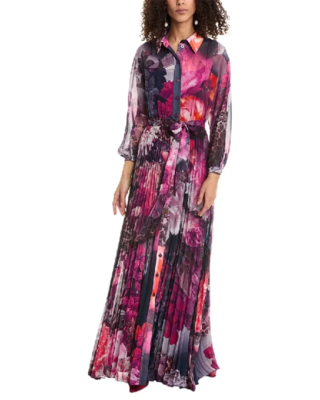 Teri Jon by Rickie Freeman Maxi Shirtdress High-Waist Maxi Skirt