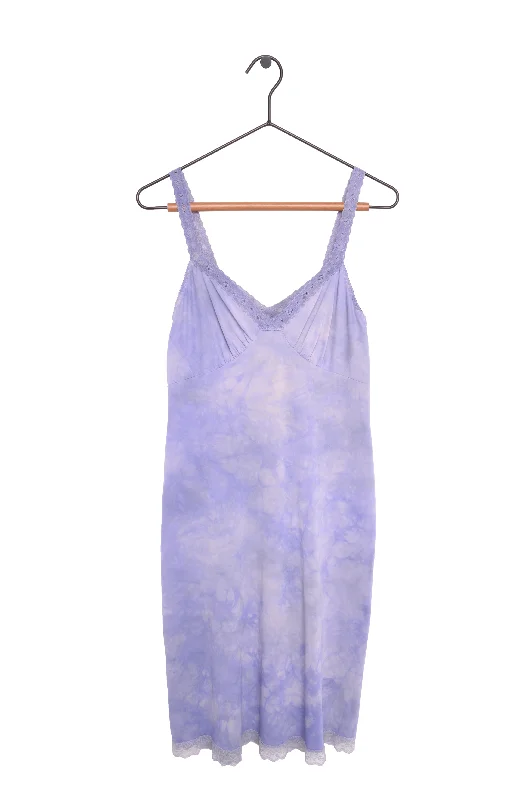 1950s Hand-Dyed Midi Slip Dress USA Printed Floral Midi