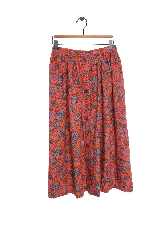 1970s Paisley Maxi Skirt Midi Skirt Chic