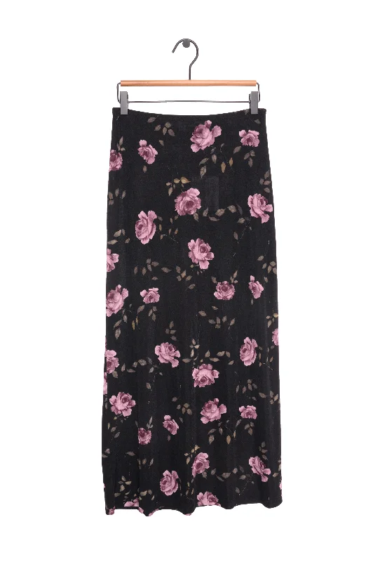 1990s Floral Maxi Skirt USA Long Midi Skirt