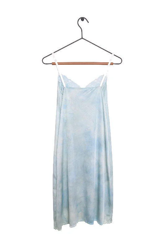 Hand-Dyed Midi Slip Dress Pleated Floral Midi