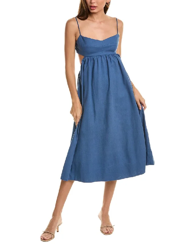 o.p.t. Havana Linen-Blend Midi Dress Midi Skirt Set